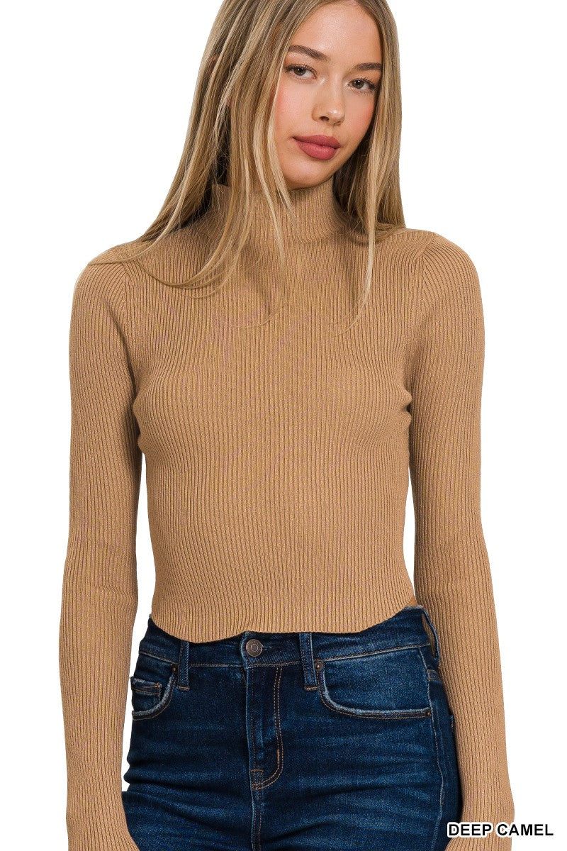 Sculpt Ribbed Turtleneck Sweater