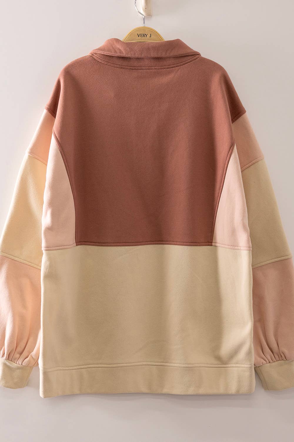 NT12353X-PLUS SIZE Colorblock Half Snap Sweatshirt