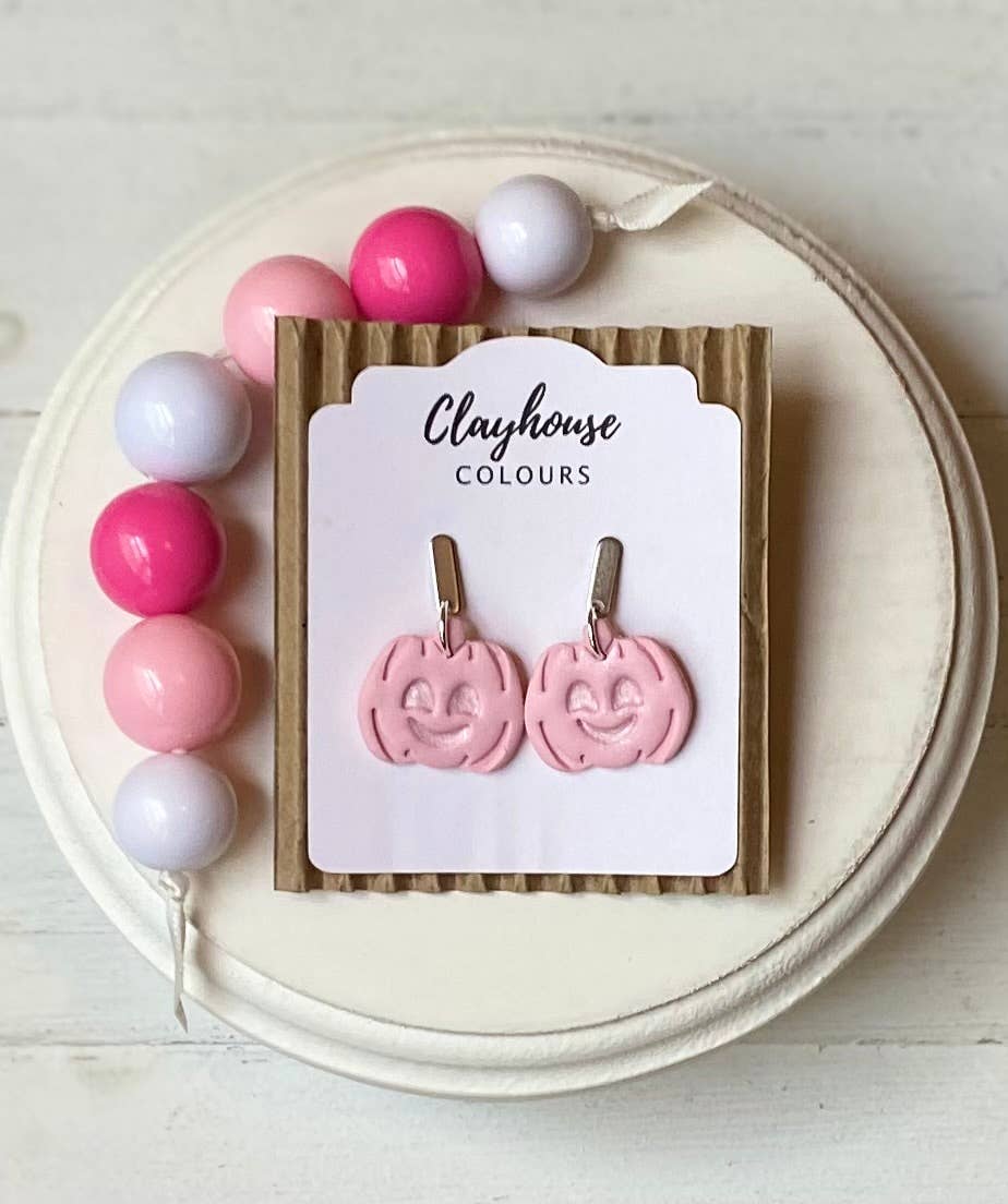 Pink Ghost & Pumpkin Earrings