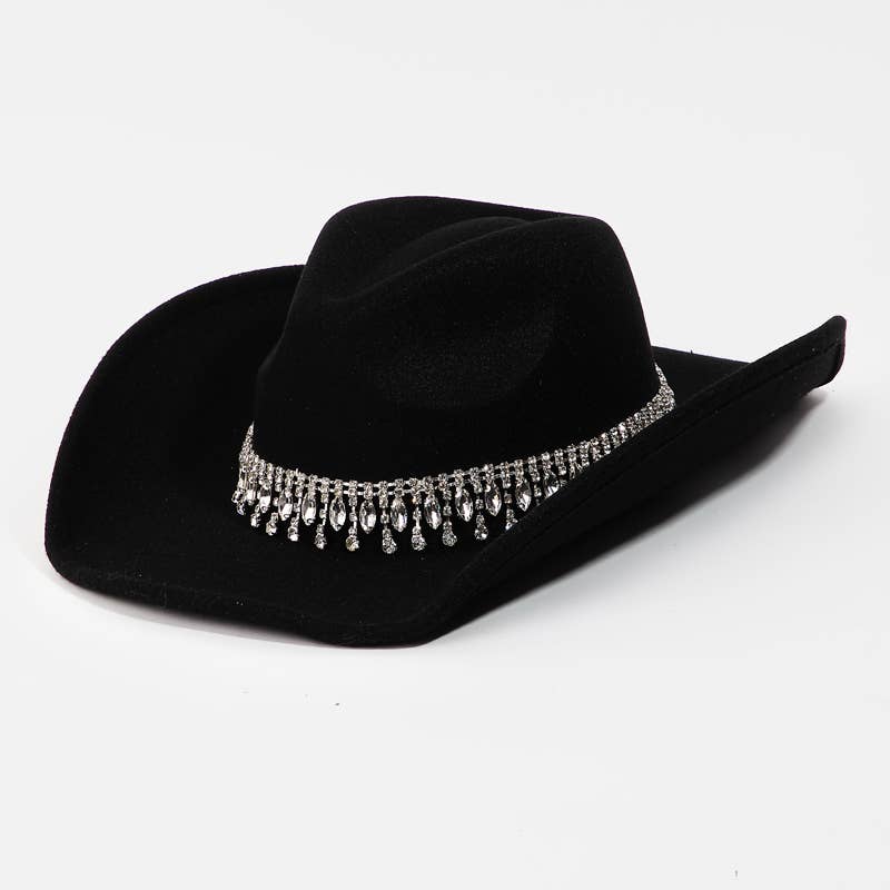 Rhinestone Fringe Chain Western Cowboy Hat
