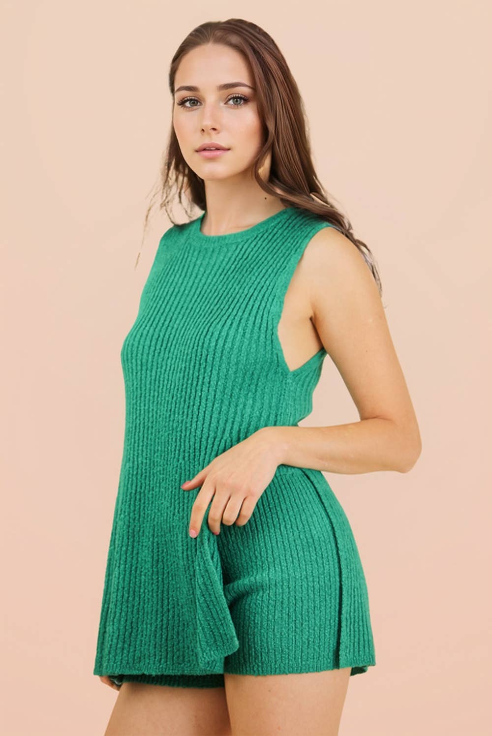 12W3359NSET-Knit Sweater Comfy Top & Shorts Set