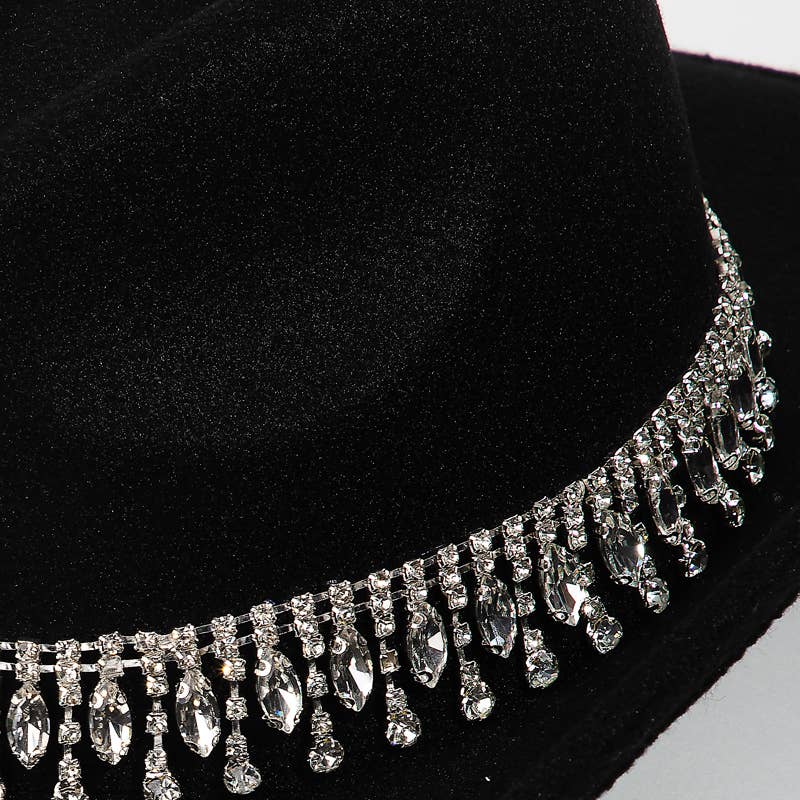 Rhinestone Fringe Chain Western Cowboy Hat