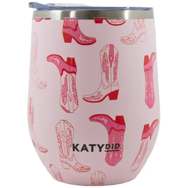 Light Pink Western Boots Wine Tumbler