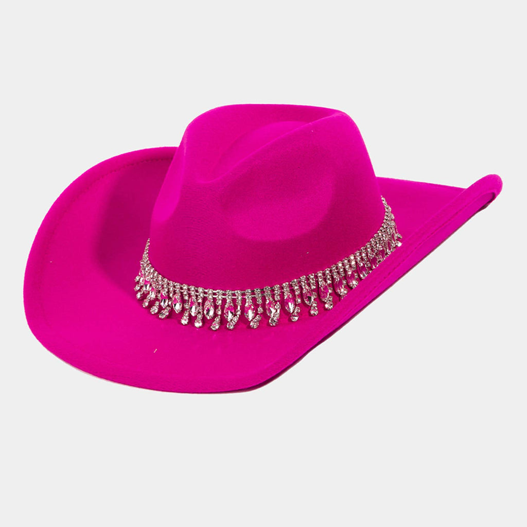 Rhinestone Fringe Chain Western Cowboy Hat