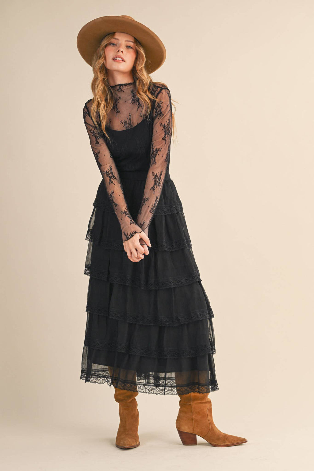 SHEER LACE LONG SLEEVE TOP