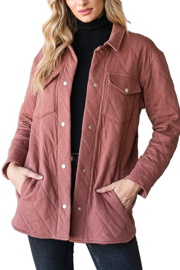 Plus Quilted Ease Button Jacket