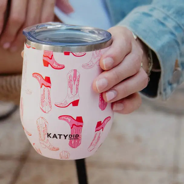 Light Pink Western Boots Wine Tumbler